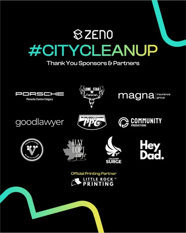 This year’s #CITYCLEANUP in Calgary wouldn’t be possible without the generous support of our sponsors and partners. Thank you for helping us make a real impact in our communities.

@porschecentrecalgary
@lonestarcontractingltd
Magna Insurance Group
@goodlawyerinc
@pictureperfectcleaning 
@community_productions
@villageicecream 
@hayloftcafe
@littlerockprinting
@calgarysurge
@day1dads 

June 14th is coming up fast, but it’s not too late to register! Join us this Saturday at @cardelrecsouth.

Register for free, link in bio!

#zenorenewables #solarpowered #yycevents #solarenergy #yyccommunity